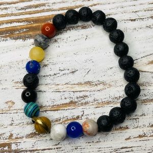 Bracelet Universe Planets Galaxy Solar System Mens Womens Unisex stones stretch
